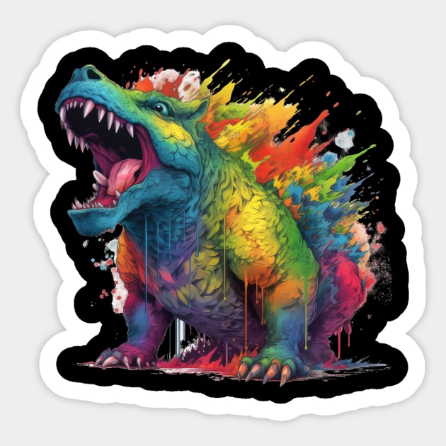 Beast of Radiant Fury: Rainbow Guardian Unleashed Sticker by MerlinArt